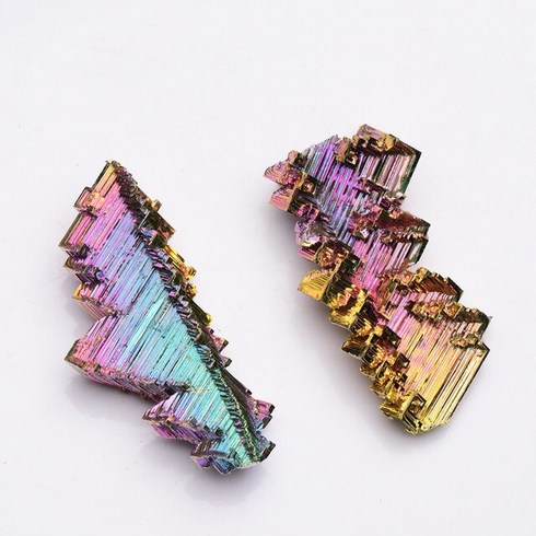 천연 원석 비스무트 수집 와이어 포장 위카 및 레이키 크리스탈 힐링을위한 2 피스 스톤 대형 표본, 1.30-50g