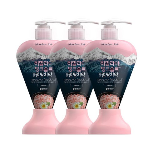 죽염 히말라야 핑크솔트 담은 펌핑 치약 플로럴민트, 285g, 3개