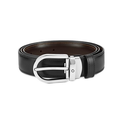 몽블랑 말발굽형 버클 30mm 블랙 브라운 리버서블 레더 벨트 128135