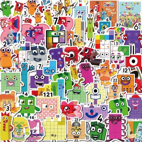 넘버블럭스 스티커 큐브 알파벳로어 넘버블럭 10/52장 Numberblocks 만화 빈티지 DIY 데칼, 10PCS