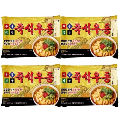 땡큐온 한일식품 우불식당 즉석우동 봉지 라면 221 5g 4개, 단품, 단품, 단품