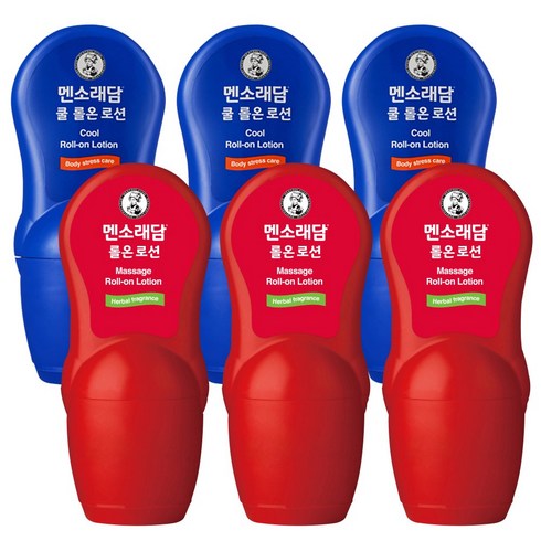 맨소래담롤온 - 멘소래담 쿨 롤온 로션 파스 50ml + 핫 롤온 로션 파스 50ml, 3개