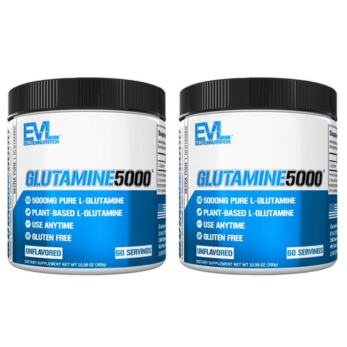 글루타민 - EVLUTIONNUTRITION 울트라 퓨어 글루타민 5000mg 언플레이버드, 2개, 300g