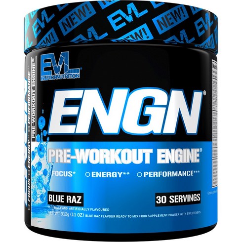 헬스부스터 - EVLUTIONNUTRITION ENGN 프리-워크아웃 엔진 블루 라즈 맛, 1개, 312g