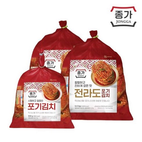 [종가] 전라도식 포기김치 11kg (5.5kgX2) + 포기김치(중부식) 900g
