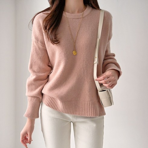 2023년 가성비 최고 여성니트 - 데일리앤 모티드 데일리 여성 기본 라운드 니트티 루즈핏 겨울 스웨터