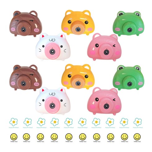 [미포리댁] 어린이집 생일선물 답례품 유치원 구디백 단체 비눗방울 카메라 비누방울 자동 버블건 버블스틱 장난감, 10개