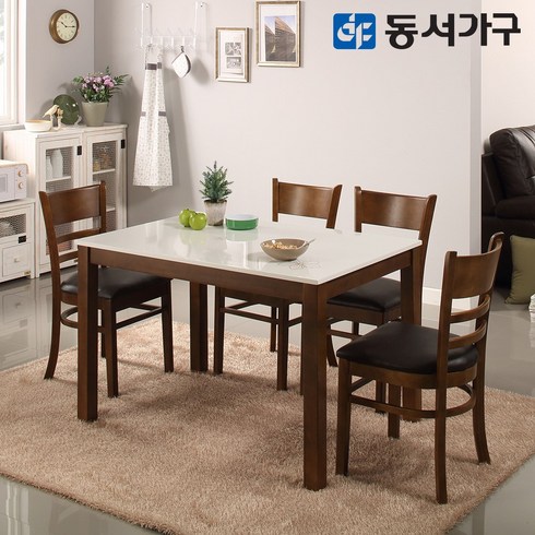 4인식탁 - 동서가구 베이직HI 4인 하이그로시 광택 식탁 테이블/의자 미포함 DF629554, 화이트