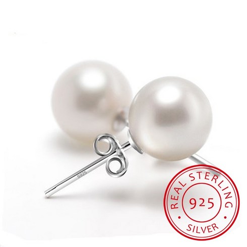 단아단아한 925 스털링 실버 담수 재배 진주 버튼 볼 스터드 귀걸이 최고의 쥬얼리 선물 6mm 10mm