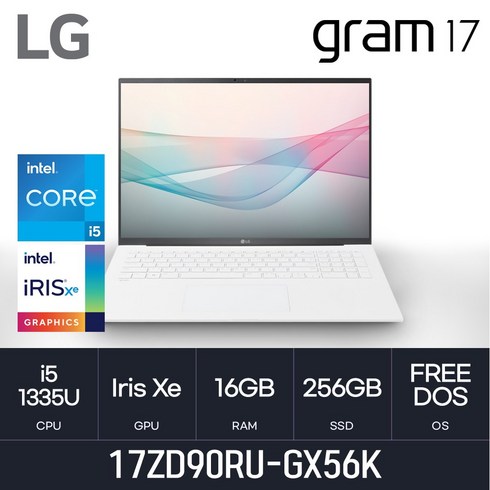 [당일출고] LG전자 2023 그램17 17ZD90RU-GX56K - 가벼운 사무용 인강용 노트북 [무선마우스 증정], Free DOS, 16GB, 256GB, W