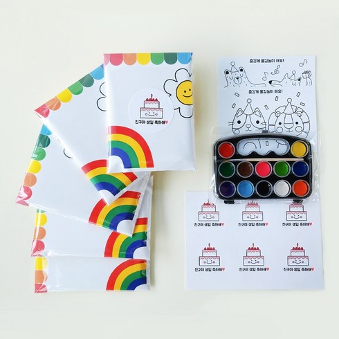 2023년 가성비 최고 단체선물 - 세모데코 어린이집 생일선물 답례품 유치원 물감선물 구디백, 2번 레인보우5개포장