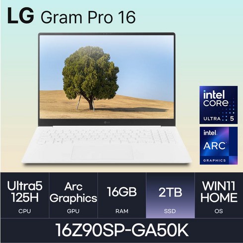 16z90sp-ga50k - LG전자 그램 프로16 16Z90SP-GA50K, WIN11 Home, 16GB, 2TB, 화이트