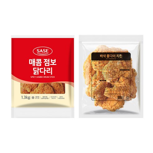 사세 바삭 통다리 치킨 1.3kg + 매콤 점보 닭다리 1.3kg