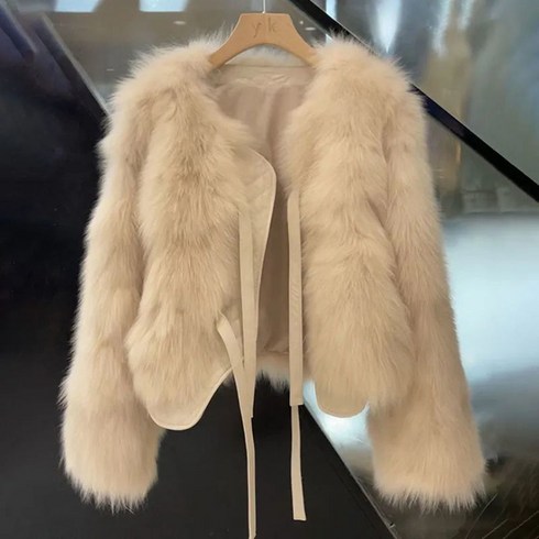 FANSYLI 여우털 라이크 밍크 코트 여자 가을겨울 인조밍크 코트 인조퍼 코트 루즈핏 여성자켓 숏코트 통근룩 출근룩 L9S017