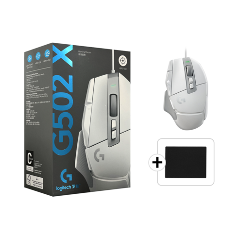 g502x - 로지텍 G502 X 게이밍마우스 컴퓨터 게임용 광마우스 유선 롤 배그 G502X 박스병행 + 스토리링크 마우스패드, 로지텍 G502X_화이트+ 스토리링크 마우스 패드