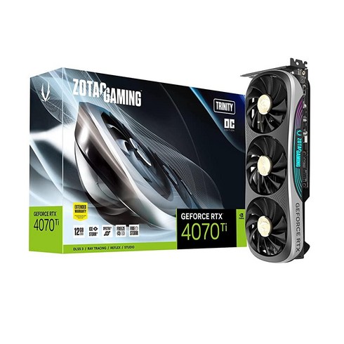 ZOTAC 게이밍 지포스 RTX 4070 Ti 트리니티 OC DLSS 3 12GB GDDR6X 192비트 21Gbps PCIE 4.0 그래픽 카드 (ZT-D40710J-10P) 1, 1개