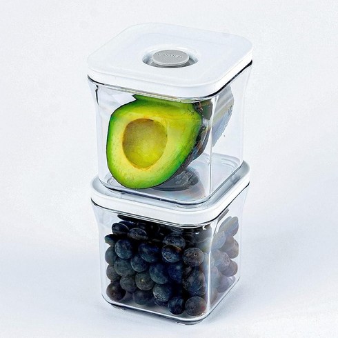 바로찜 VAKUEN 프리미엄 밀폐 식품 보관 용기 2피스 세트 0.53쿼트 스마트 원클릭 씰 뚜껑 경첩 없음 특허받은 이중 실리콘 안감 100% 누출 방지 BPA 프리 식기세척기, OT-20RX2PCS, OT-20RX2PCS