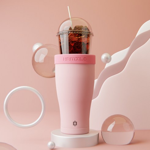 해밀로 아이스커피 텀블러 얼죽아 텀블러 900ml 스텐 보온 보냉 대형 대용량, 핑크, 1개