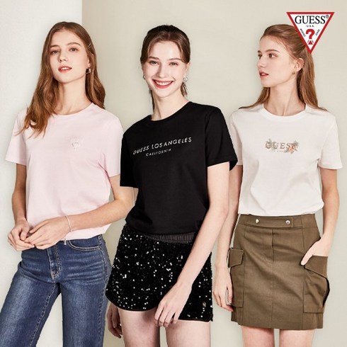 24SS 로고 컬렉션 티셔츠 3종 여성용 - 게스 24SS 로고 컬렉션 티셔츠 3종 여성용