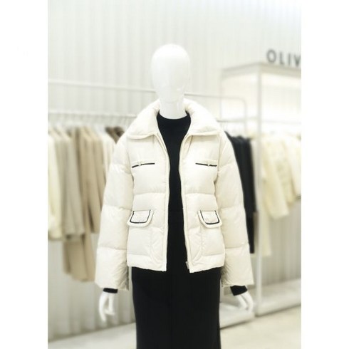 [올리브데올리브] 트위드 배색 다운 패딩점퍼 YP3WM800(423574 )