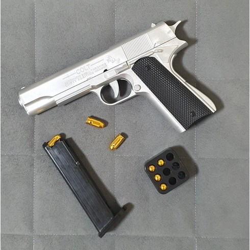 탄피배출 반자동 권총 은색 콜트 Colt M1911, 콜트 M1911 (탄창1개 탄피9개 탄피보관함 포함)