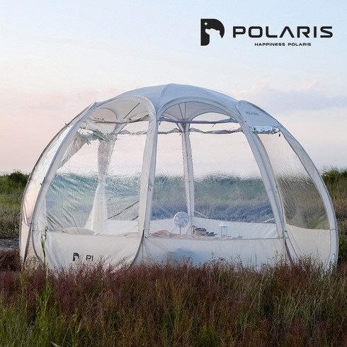 폴라리스 P1 TPU 원터치텐트 쉘터 차박 돔 투명 대형 도킹 텐트, 웜그레이