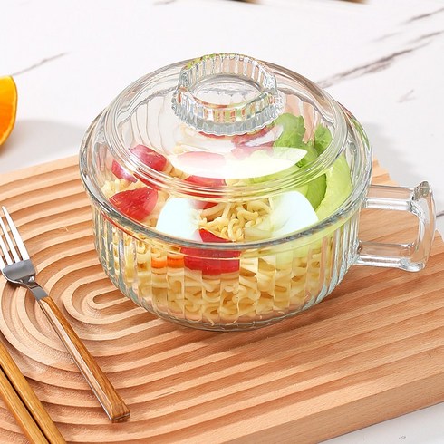 내열 고온 특수 컵라면유리용기 유기그릇 라면기 전자레인지라면, 투명 700ML 2pcs