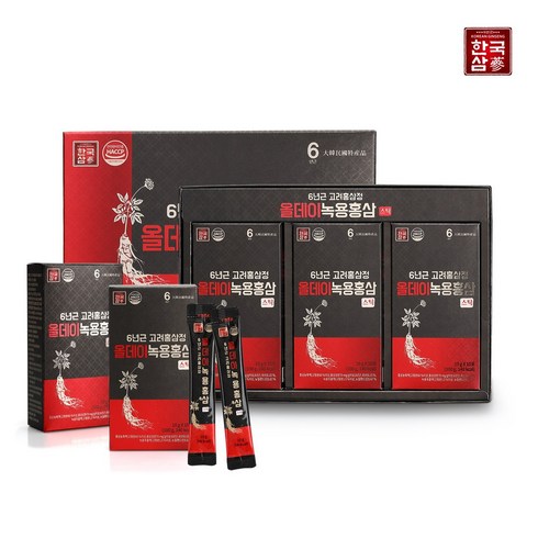 한국삼 6년근 고려홍삼정 올데이 녹용 홍삼스틱 30포 / 홍삼 선물세트, 1개, 300g