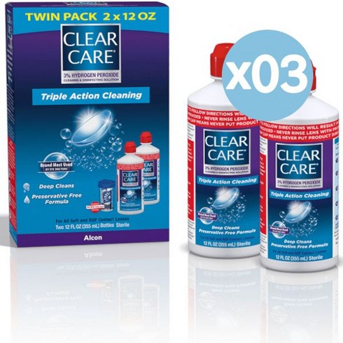 Alcon Clear Care 알콘 클리어케어 콘택트렌즈 클리닝 & 디스인펙팅 솔루션 355ml 2팩X3 총 6팩 Contact Lens Cleaning and Disinfect, Single