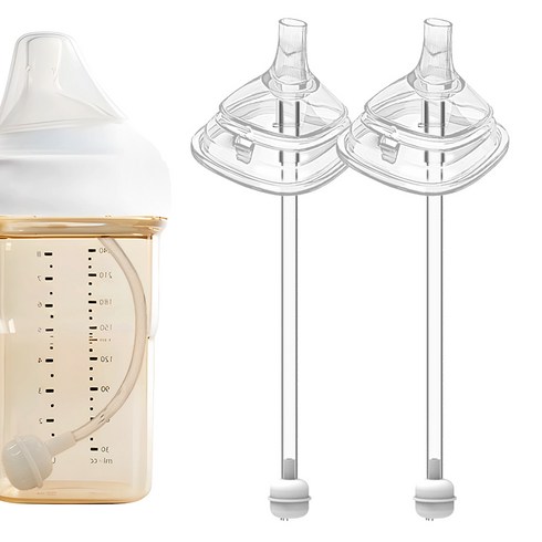 헤겐손잡이 - 순수아 헤겐 젖병 전용 호환 젖병빨대 젖병손잡이, 리필빨대 추형 2세트(헤겐 호환)+솔1, 1세트