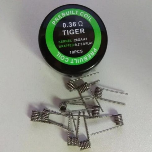 10 개/상자 clapton 코일 융합 트위스트 쿼드 HIVE 호랑이 난방 저항 와이어 RDA 분무기 Vap 용 사전 제작, 12 Tiger coil 0.36