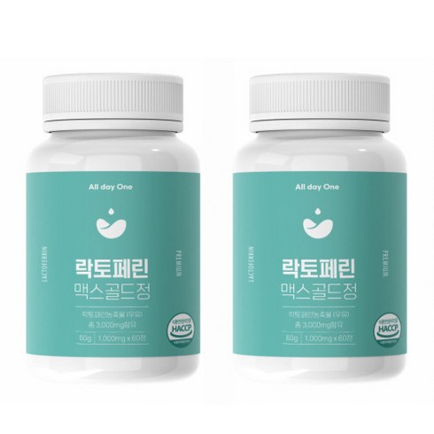 올데이원 락토페린 맥스 골드정 3000mg 60정, 120정 2통, 2개