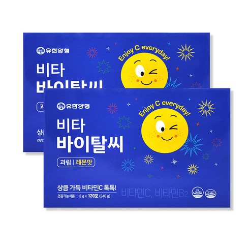 유한양행 비타 바이탈씨 과립[레몬맛] 2gx120포 X 2개 상큼 가득 비타민C 톡톡!, 240g