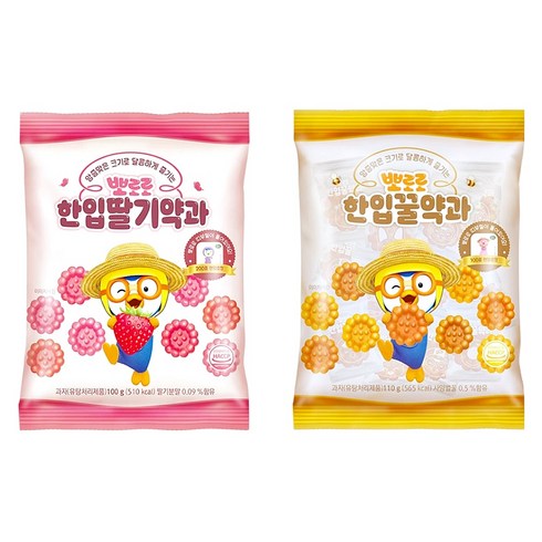 뽀로로 한입 딸기 & 꿀 약과 세트 뽀로로 띠부실, 2개, 100g