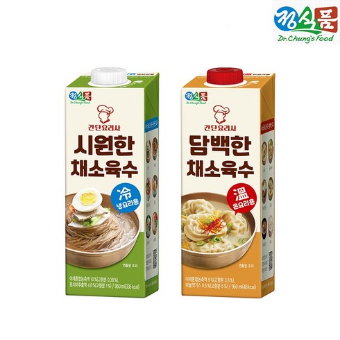 정식품채소육수 - 정식품 간단요리사 채소육수2종 (시원한육수6팩+ 담백한육수6팩), 12팩