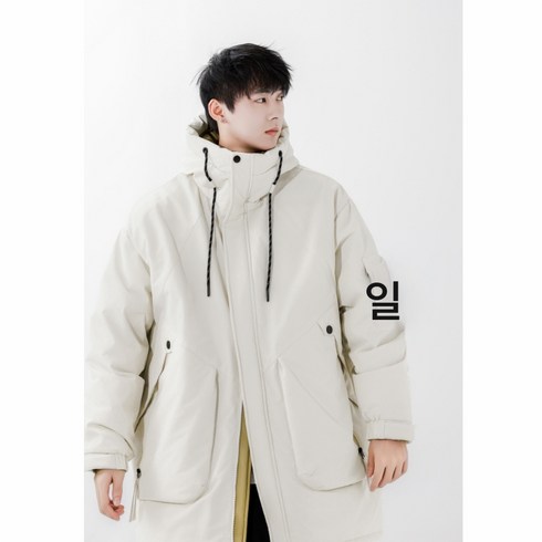 스타일리쉬한배색 도톰코트 겨울후드패딩남모도BK3655-P213