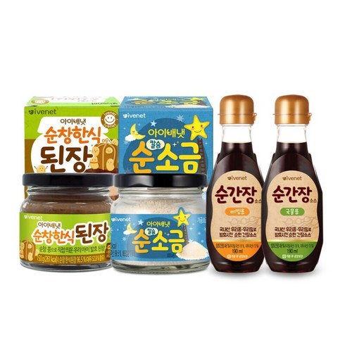 아이배냇 양념세트 순간장국물용+순간장비빔용+된장+소금, 순간장(국물용+비빔용)+된장+소금