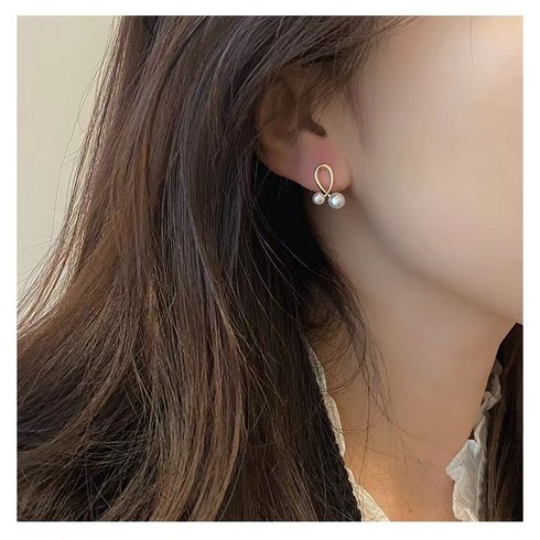 14k 컴팩트 크로스 진주 귀걸이