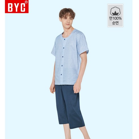 byc 모시메리 남성잠옷 - BYC 모시메리 남성 상하 잠옷 세트 스페셜 면100% ECF3018