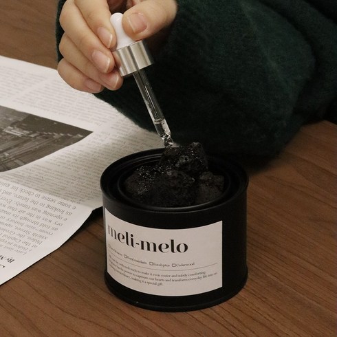 멜리멜로 클래식 스톤 디퓨저 실내 방향제 블랙 1set, 1개, 15ml, 플로랄만다린