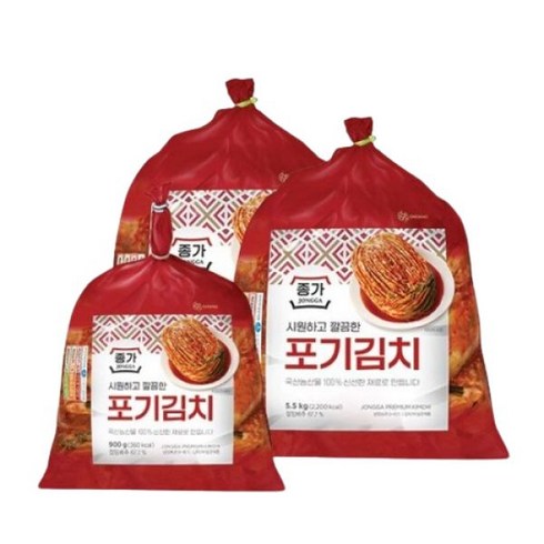 [종가] 중부식 포기김치 11kg (5.5kg x 2)+ 포기김치(중부식) 900g, 단품