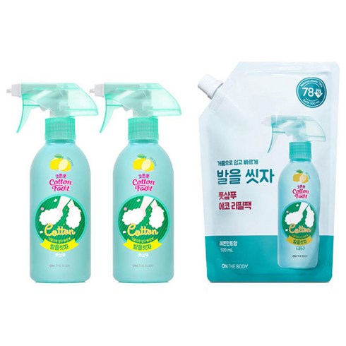 온더바디 발을씻자 코튼풋샴푸 레몬 385ml 2개 리필 500ml 1개, 레몬 385ml 2개 + 리필 레몬 500ml 1개