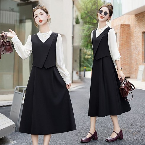 긴팔 프로 셔츠 스커트 패션 심플드레스 여성 가을