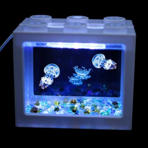 애완해파리 자동순환 해파리키우기 LED 열대어 수족관 관상어 수조, 블루+블루문x3+먹이 30개