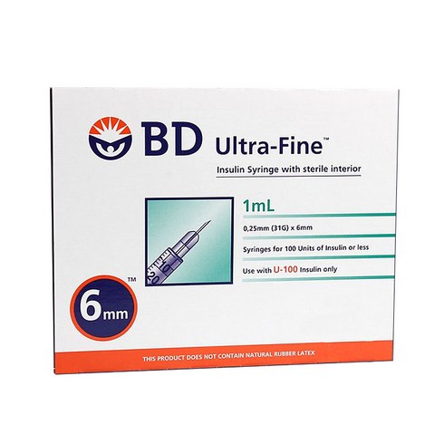 BD 일회용 인슐린 주사기 31G 6mm 1cc 100p, 100개입, 1개