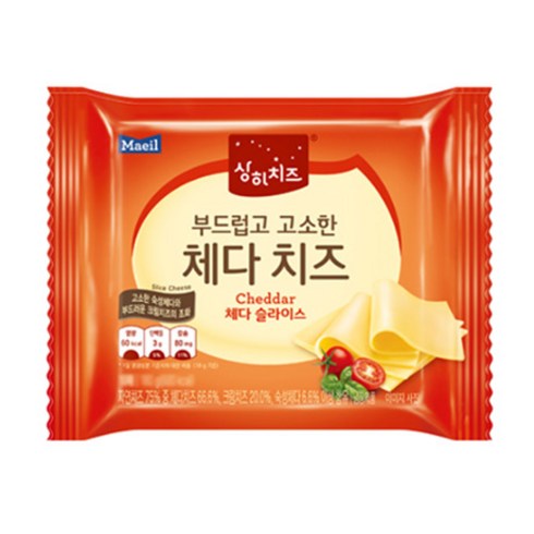 상하 부드럽고 고소한 체다치즈360g(20매입)x4팩/냉장, 360g, 4개