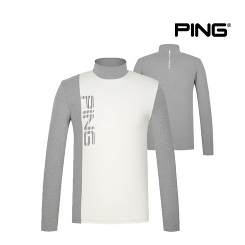 2023년 가성비 최고 핑골프웨어 - 핑골프남성 컬러 배색 하이넥 긴팔 티셔츠 P111B3TI006_GY, 100, GY, 1개