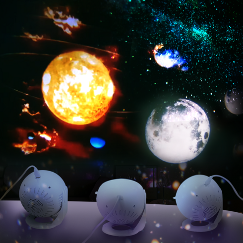 우주빔 - LED 우주 오로라 은하수 달 갤럭시 무드등, 화이트