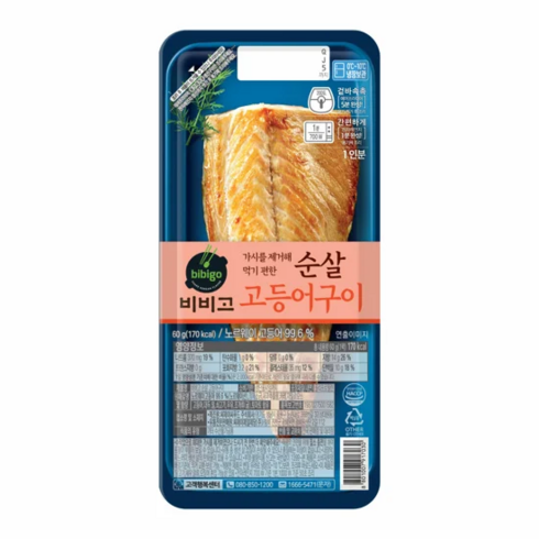 비비고 순살 고등어구이, 60g, 12개