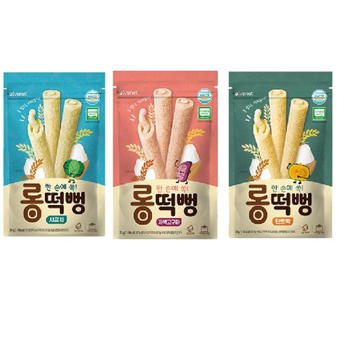 아이배냇 롱떡뻥 3종세트, 고구마+시금치+단호박, 4세트